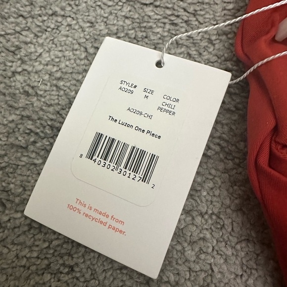 The Luzon One Piece Andie Swim Red Orange Halter Neck Swim Suit - Picture 3 of 6